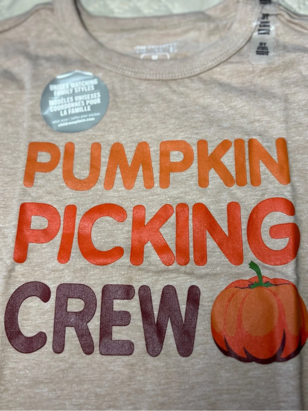 Children's Place 3T Pumpkin Picking Crew Short Sleeve Graphic Tee